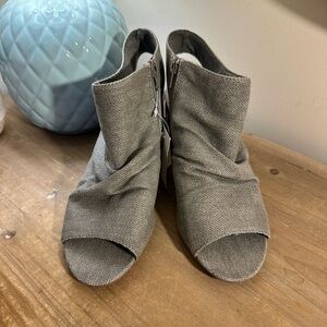 Blowfish Gray Peep-Toe Ankle Booties